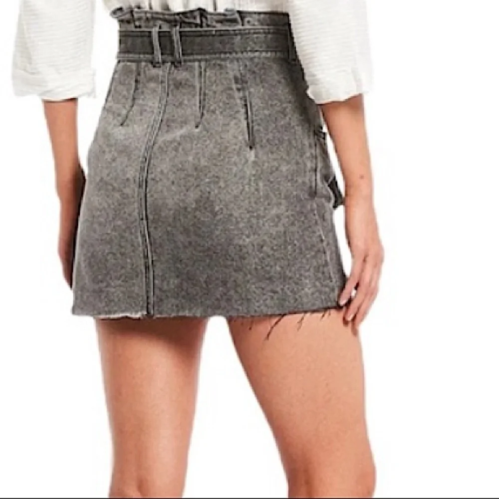 NWT Free People East of Eden Tie Waist Denim Skirt Washed Black Size 26 - Picture 2 of 13